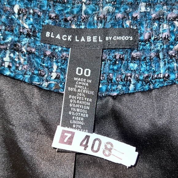 Blue Tweed Jacket Black Label By Chico’s Sz. 00 - Picture 7 of 7